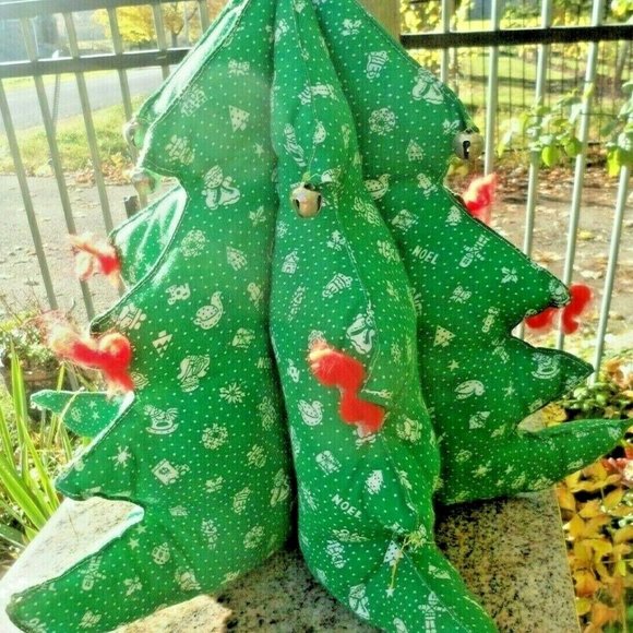 Farmhouse Christmas Tree Decoration Primitive Rustic Home Table Vtg Plush Decor - Picture 14 of 16